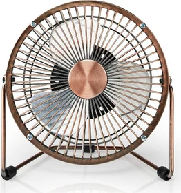 Nedis FNDK1CO15 USB Mini Tischventilator aus Metall 15cm kupfer