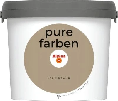 Alpina Farben Pure Farben Wandfarbe lehmbraun innen braun, 2.5l