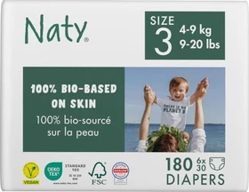 Naty Eco by Naty Gr.3 Einwegwindel, 4-9kg, 180 Stück (6x 30 Stück)