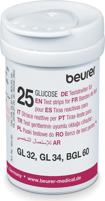 Beurer Blutzucker-Teststreifen für GL32/34, BGL60, 50 Stück (2x 25 Stück)