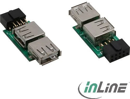 InLine USB 2.0 Adapter, 2x USB-A [Buchse] auf Pfostenanschluss