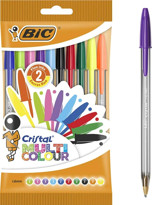 BIC Cristal Multi Colour 0.6mm Kugelschreiber (Mine) sortiert, 10er-Set (943437)