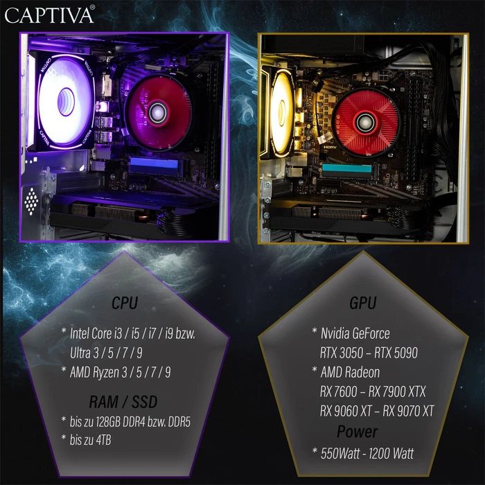 Captiva Entry Gaming R92-769, Ryzen 7 5700X, 32GB RAM, 1TB SSD, GeForce RTX 5060 Ti, Windows 11 Home