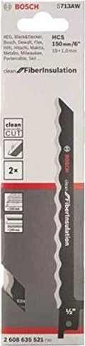 Bosch Professional S713AW Clean for Fibre Insulation Säbelsägeblatt 2TPI, 150x1mm, 2 Stück
