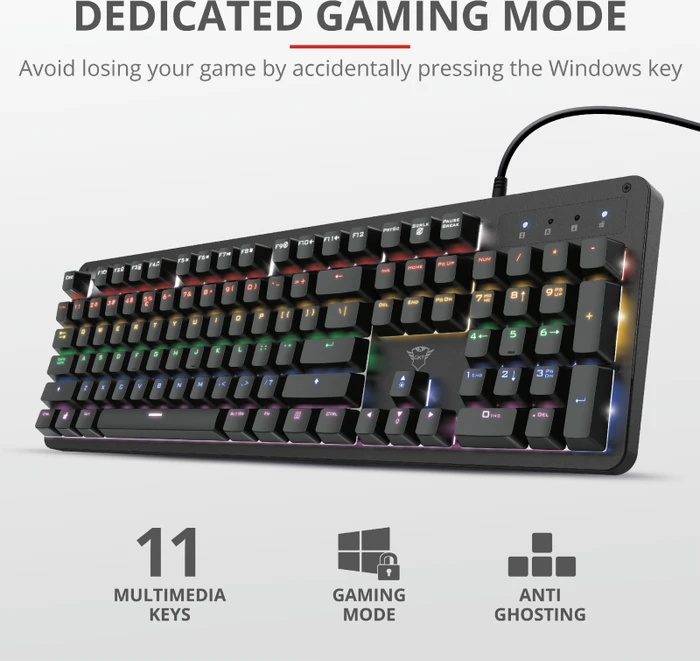 Trust Gaming GXT 863 Mazz Mechanical Keyboard, Outemu Red, USB, DE