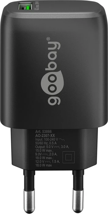 Wentronic Goobay USB-A QC Schnellladegerät 18W schwarz