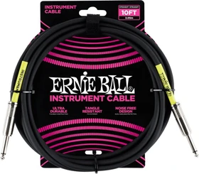 Ernie Ball 10' Straight/Straight Instrument Cable Black