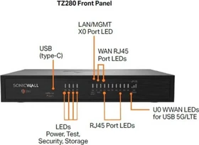 Dell SonicWALL TZ280 Desktop Firewall, 8x RJ-45, 2x SFP, Secure Upgrade Plus Advanced Edition ( 3 Jahre, inkl. 1 Jahr CSE)