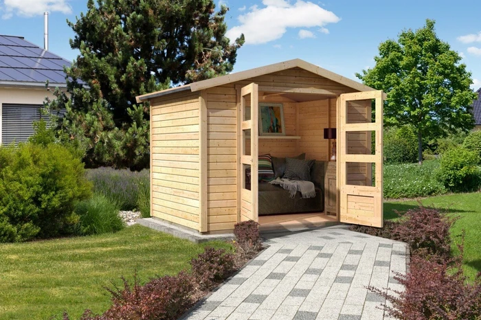 Karibu Amberg 4 Gartenhaus natur