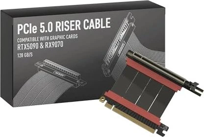 LinkUP AVA5 v4 ITX Armour Riser Kabel, links gerichtet, gewinkelt, PCIe 5.0, 50mm, schwarz