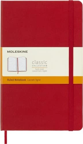 Moleskine Klassik Notizbuch, 130x210mm, liniert, fester Einband Large, scharlachrot, 240 Blatt