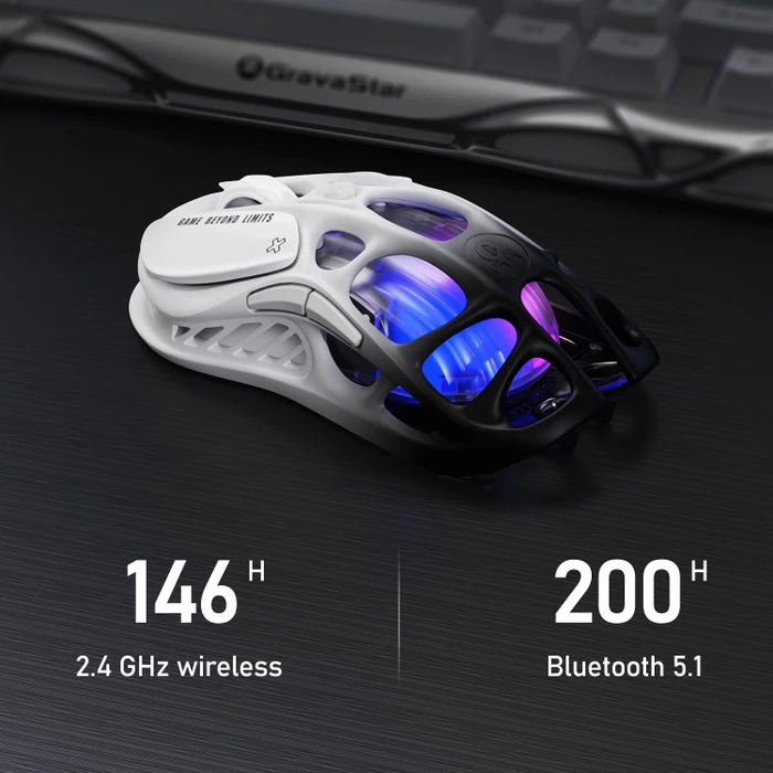 GravaStar Mercury M1 Pro Wireless Gaming Mouse, Gradient Black, USB/Bluetooth