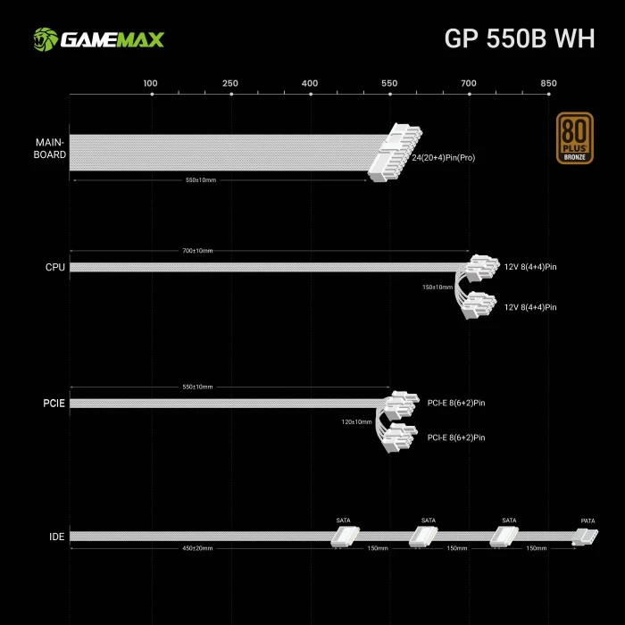 GameMax GP Bronze 550B WH weiß 550W, ATX 3.1