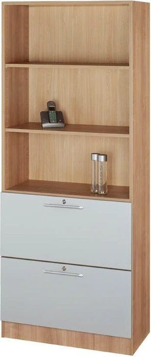 Hammerbacher HR-Schrank 5OH V7300, Relinggriff, nussbaum/silber, Aufbewahrungskombination