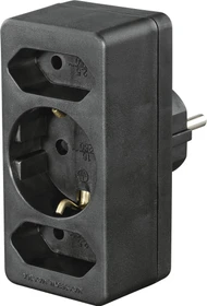 Hama Adapterstecker, 3-fach, 2x Euro, 1x Schuko, schwarz