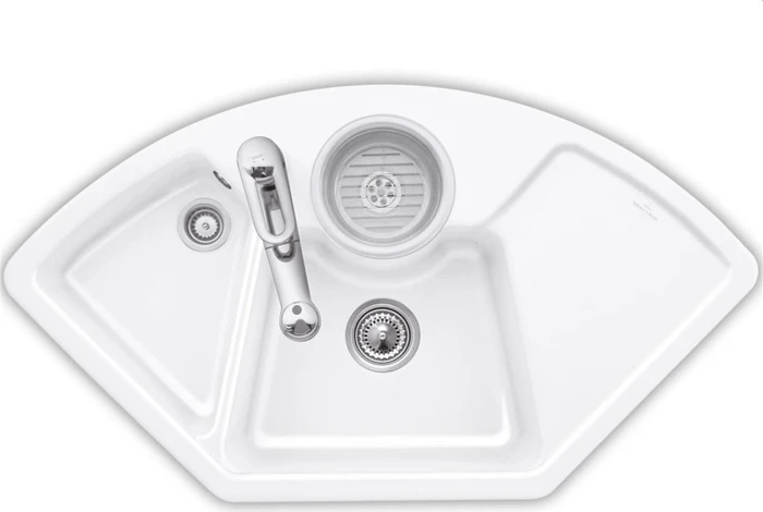 Villeroy & Boch Solo Eck Einbau Becken mittig snow white