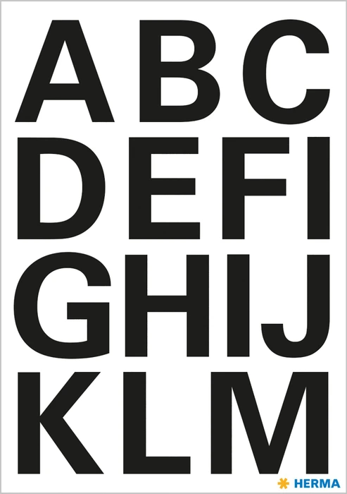 Herma Buchstabenetiketten A-Z, 15x25mm, wetterfest, schwarz, 2 Blatt (30 Etiketten)