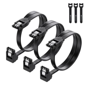 Cable Matters SATA 6Gb/s Kabel schwarz 0.45m gewinkelt mit Arretierung (104008-BLK-18x3)