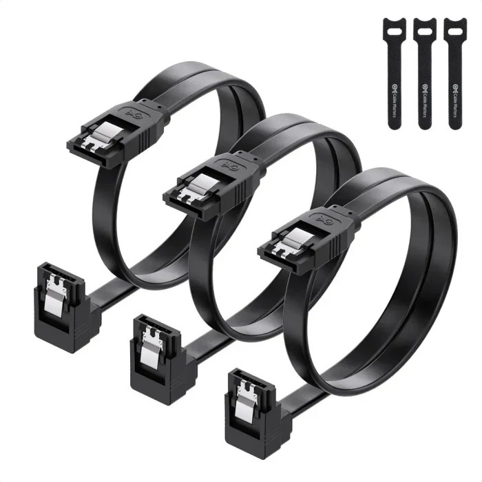 Cable Matters SATA 6Gb/s Kabel schwarz 0.45m gewinkelt mit Arretierung