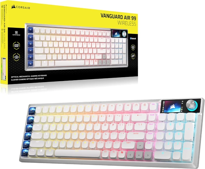 Corsair Vanguard Air 99 Wireless, weiß, LEDs RGB, Corsair OPX Low-Profile, USB/Bluetooth, UK