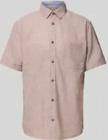Tom Tailor Regular Fit Leinenanteil Hemd kurzarm mocha brown/chambray (Herren)