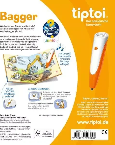 Ravensburger tiptoi Buch: Wieso? Weshalb? Warum? Junior - Bagger