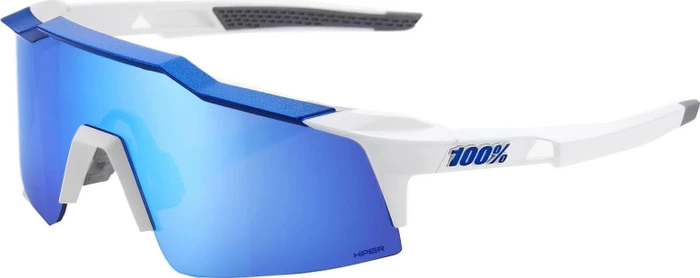 100% Speedcraft SL matte white/metallic blue hiper blue multilayer mirror-clear lens