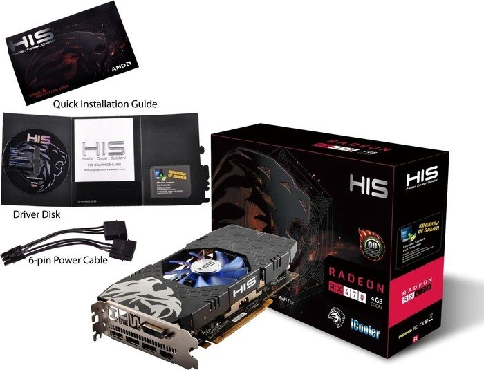 HIS Radeon RX 470 iCooler OC, 4GB GDDR5, DVI, HDMI, 3x DP