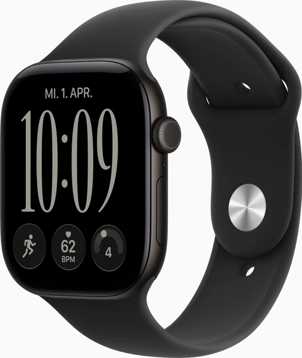 Apple Watch Series 12 (GPS) 46mm Aluminium schwarz mit Sportarmband S/M schwarz