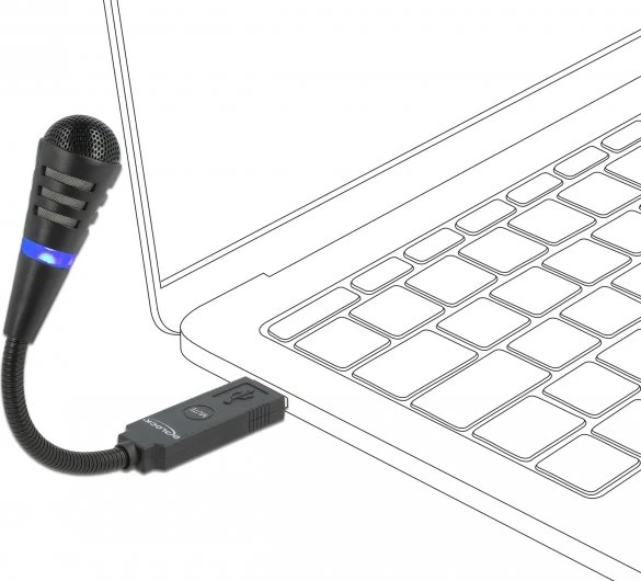 DeLOCK USB Mikrofon mit Schwanenhals und Mute Button