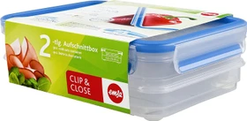 Emsa Clip&Close rechteckig Stapelbox Aufbewahrungsbehälter blau, 2-tlg.