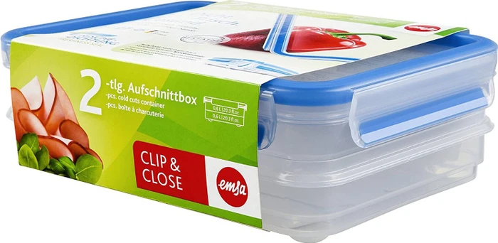 Emsa Clip&Close rechteckig Stapelbox Aufbewahrungsbehälter blau, 2-tlg.