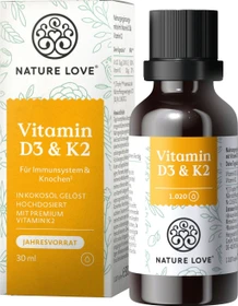 Nature Love Vitamin D3 & K2 Tropfen vegetarisch, 30ml