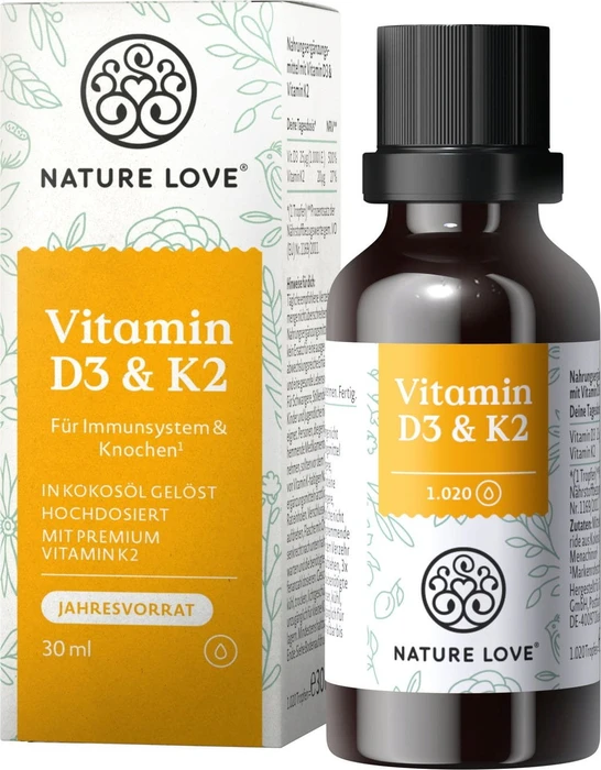 Nature Love Vitamin D3 & K2 Tropfen vegetarisch, 30ml