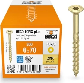 HECO TOPIX-plus verzinkt gelb A3L Torx T30 Holzschraube, 6x570mm, 200 Stück