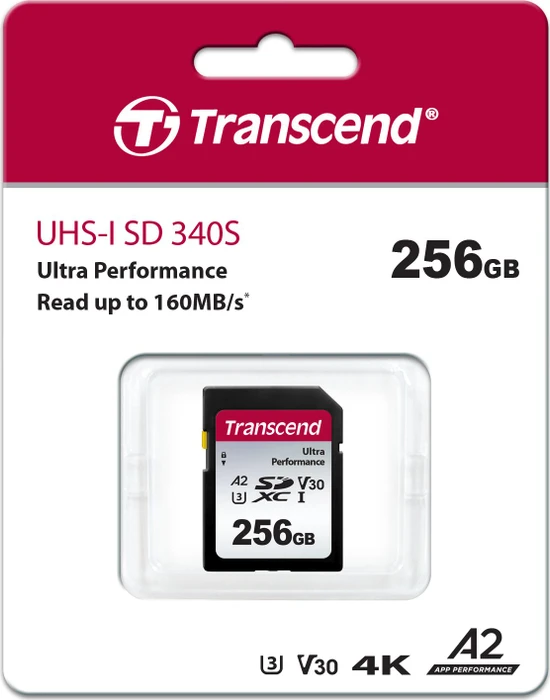 Transcend 340S R160/W90 256GB, UHS-I U3, A2, Class 10