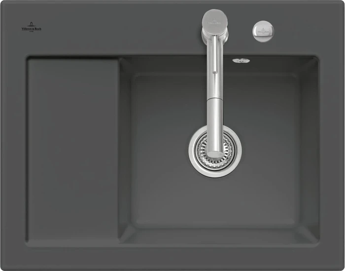 Villeroy & Boch Subway 45 Compact Einbau Becken rechts mit Ablauffernbedienung graphite