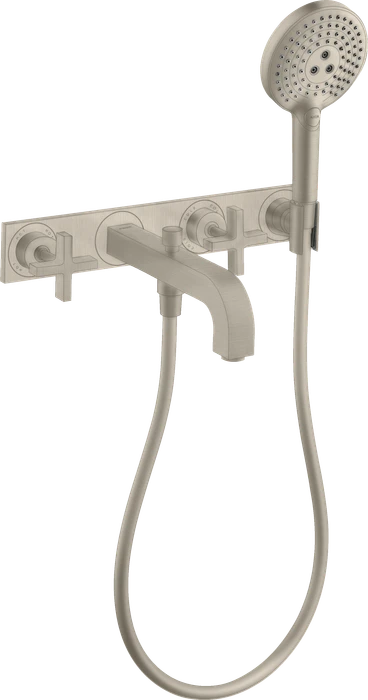 Hansgrohe Axor Citterio 3-Loch Wannenkombination mit Kreuzgriffen und Platte brushed nickel