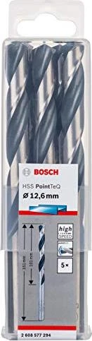 Bosch Professional HSS PointTeQ Spiralbohrer, 12.6x101x151mm, 5 Stück