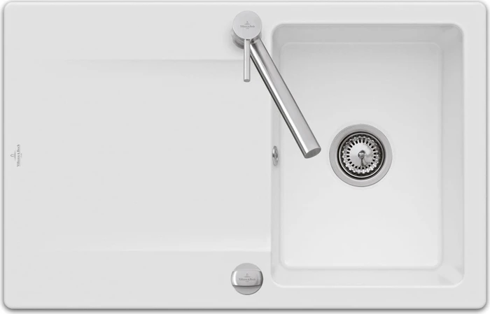 Villeroy & Boch Siluet 800x510mm Einbau Becken reversibel mit Ablauffernbedienung snow white