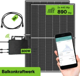 e4mobility Balkonkraftwerk 890W Komplettset, 800W, 890Wp