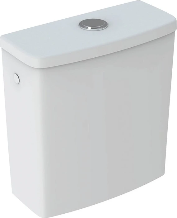Geberit Renova AP-Spülkasten aufgesetzt, eckiges Design, 2-Mengen-Spülung, Wasseranschluss seitlich weiß/KeraTect