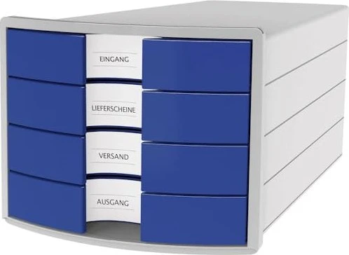 HAN Impuls Schubladenbox, 4 Schubladen, A4, blau/grau