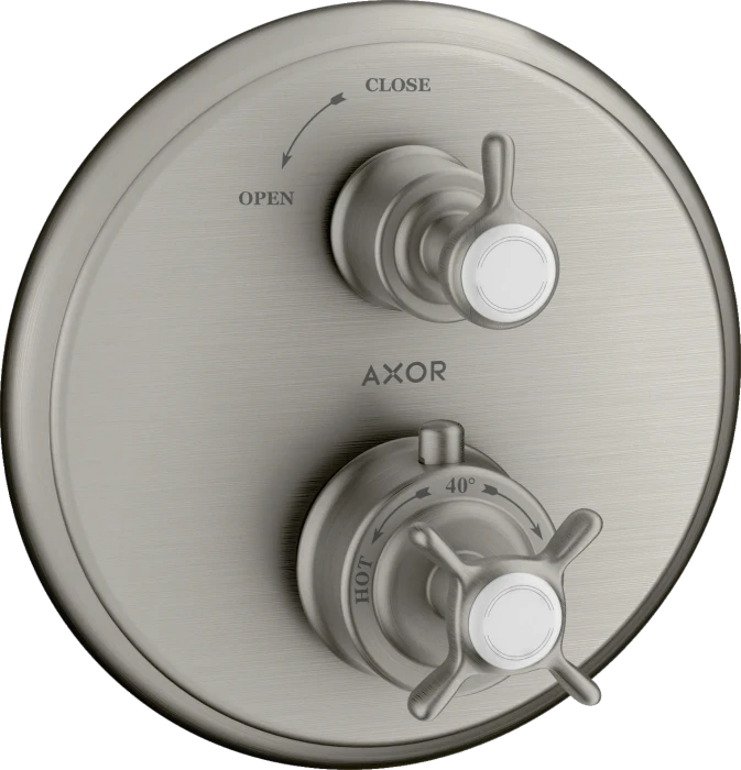 Hansgrohe Axor Montreux Thermostat Unterputz mit Kreuzgriff und Absperrventil edelstahloptik