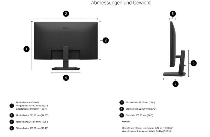 Dell 27 Low Mount Adjustable Stand Monitor SE2726HSR, 27"
