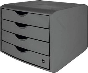 Helit the green chameleon Schubladenbox, 4 Schubladen, A4, grau