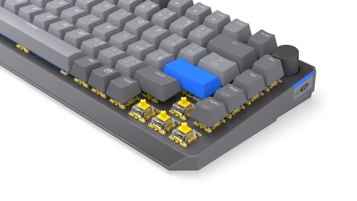 Endorfy Thock V2 75% Wireless, PBT, grau, LEDs RGB, hot-swap, Endorfy YELLOW, USB/Bluetooth, CZ/SK