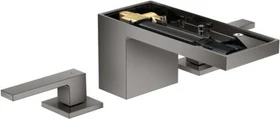 Hansgrohe Axor MyEdition 3-Loch Waschbeckenarmatur 70 mit Push-Open Ablaufgarnitur ohne Platte polished black chrome