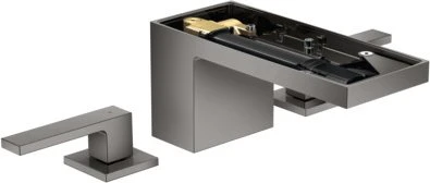 Hansgrohe Axor MyEdition 3-Loch Waschbeckenarmatur 70 mit Push-Open Ablaufgarnitur ohne Platte polished black chrome