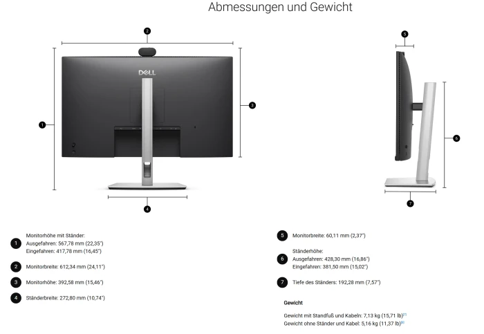 Dell Pro P 27 USB-C Hub Conferencing Monitor P2726DEB, 27"